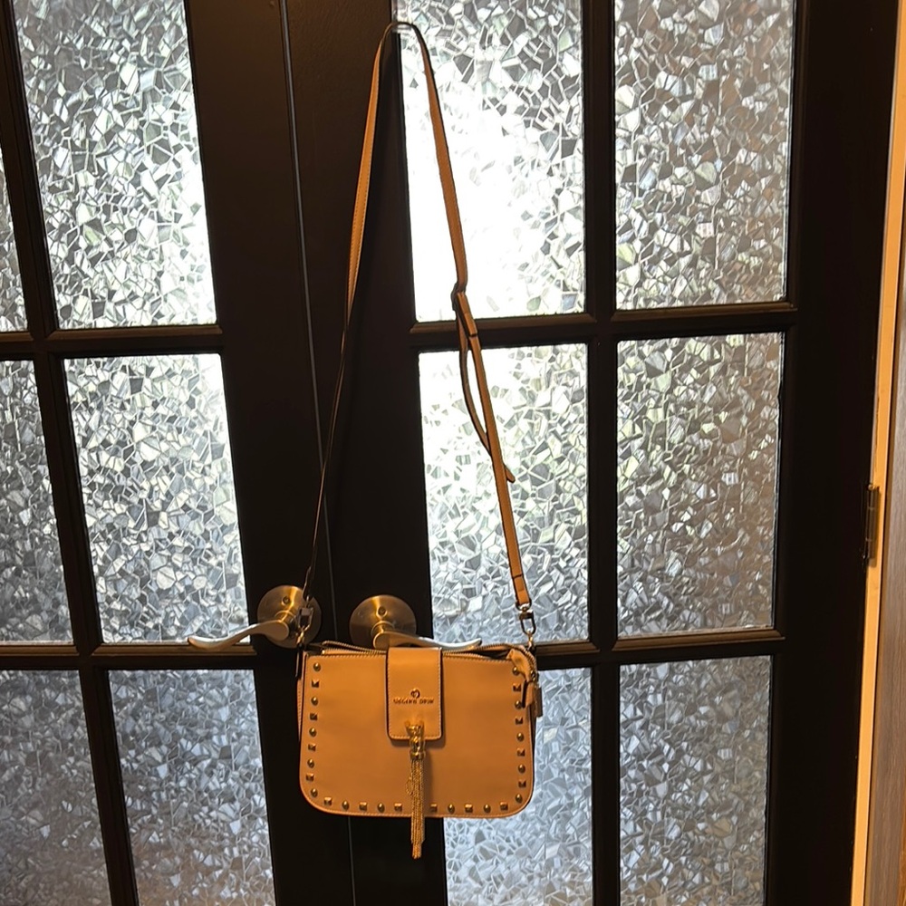 Tan Leather Crossbody Bag with Gold Hardware